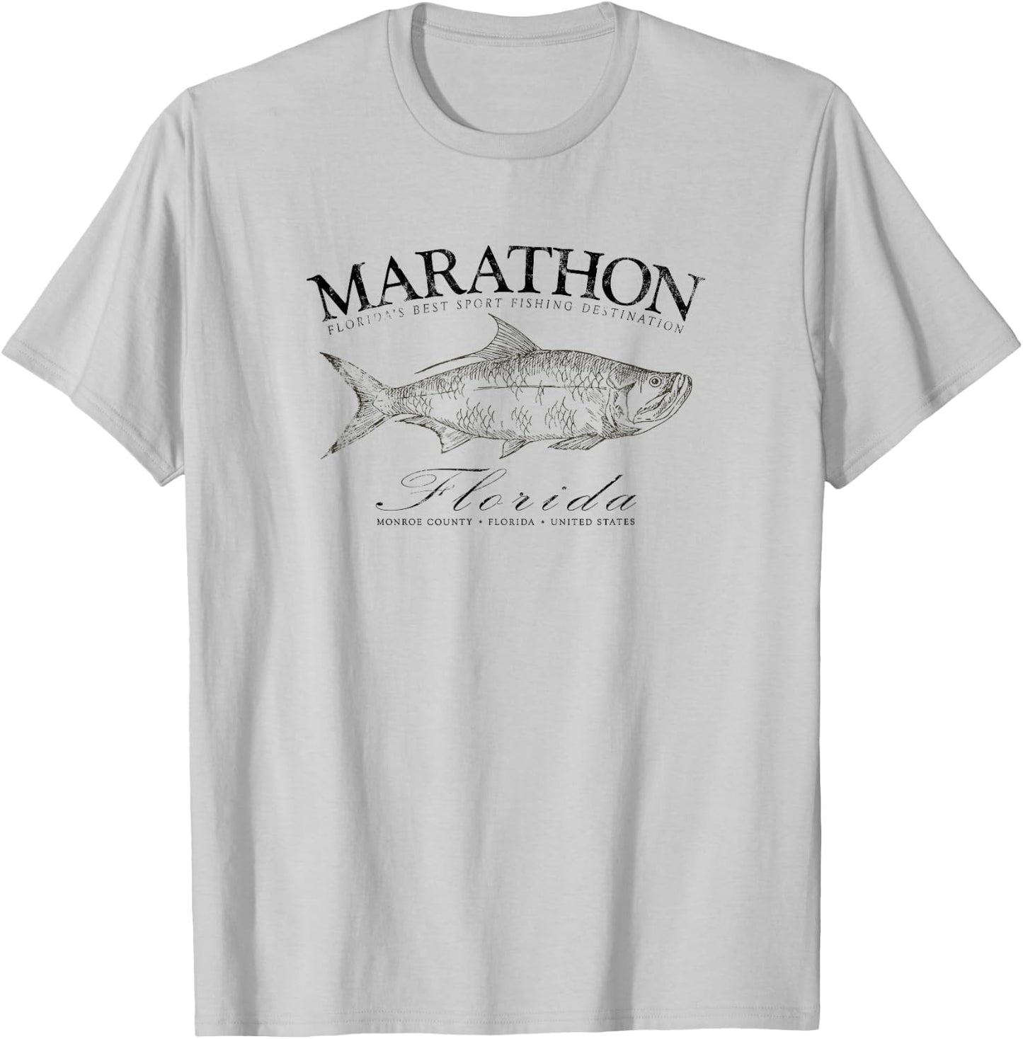 Marathon Tarpon Fishing in Monroe County Florida T-Shirt - T-Shirt | Ash