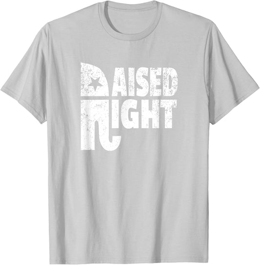 Funny Raised Right Elephant Vote Republican Party Red State T-Shirt - T-Shirt | Ash