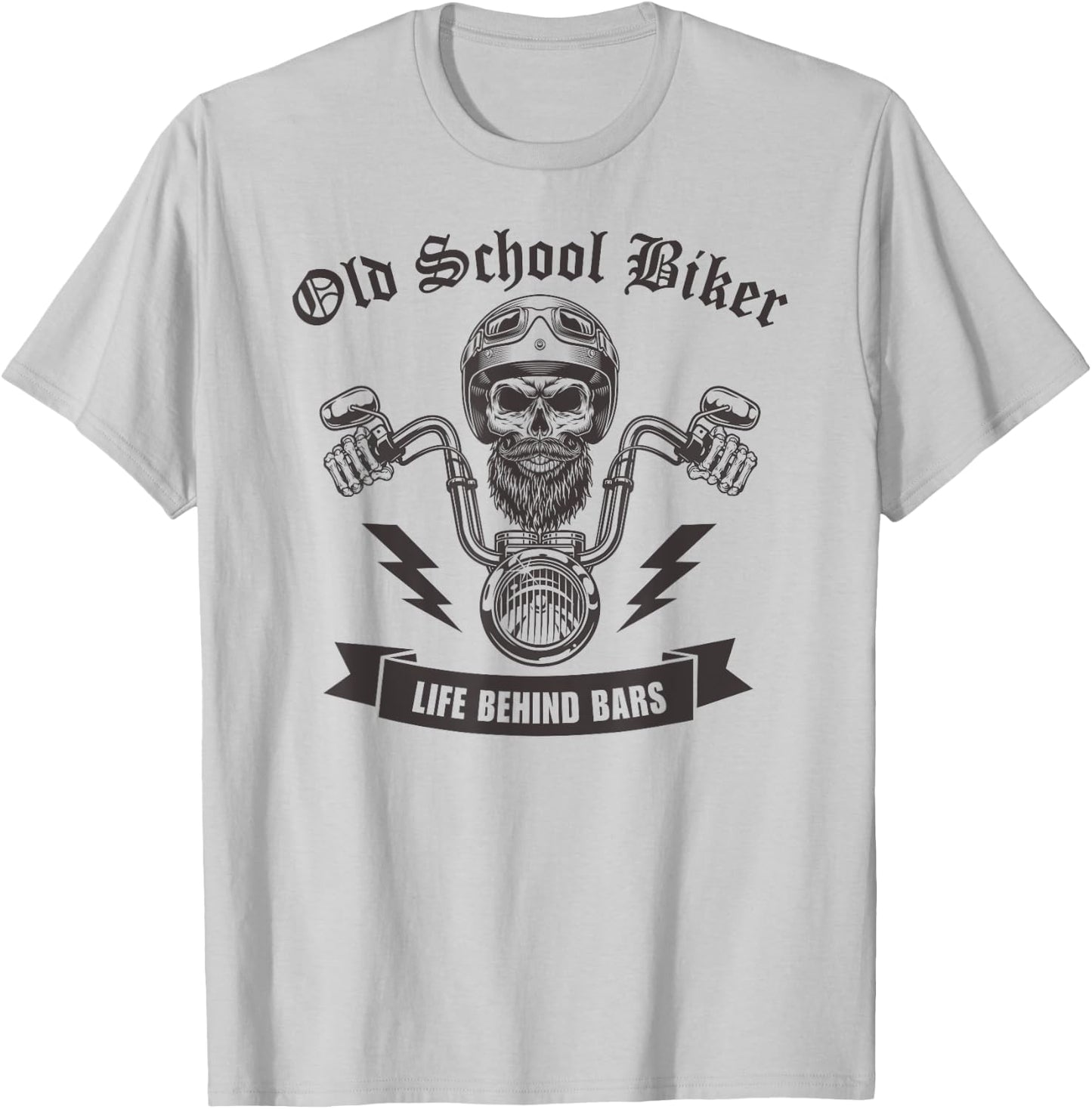 Life Behind Bars Old School Biker I Motorcycle Bike Skull T-Shirt - T-Shirt | Ash