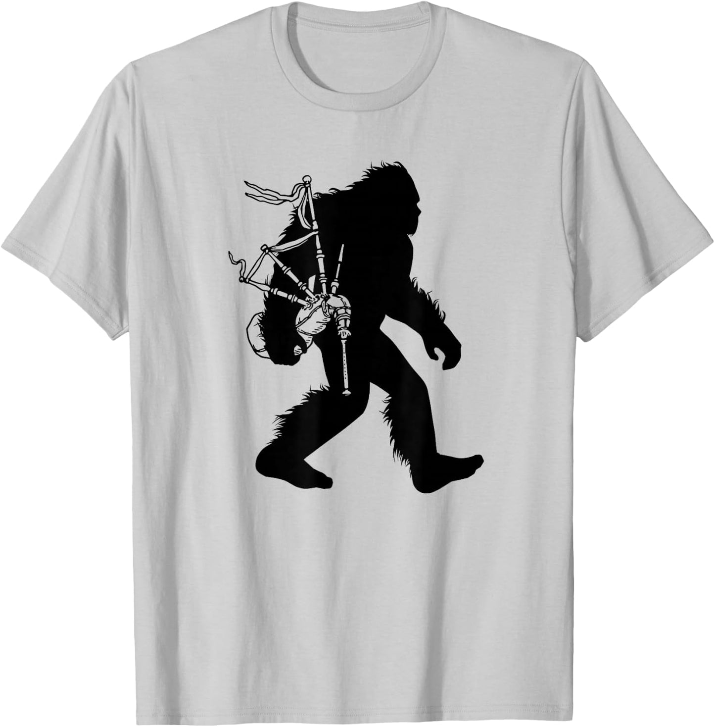 Bigfoot Bagpipes Irish Sasquatch Scottish Bagpiper T-Shirt - T-Shirt | Ash