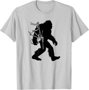 Bigfoot Bagpipes Irish Sasquatch Scottish Bagpiper T-Shirt - T-Shirt | Ash