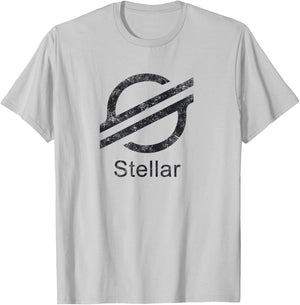 STELLAR LUMENS XLM Crypto Blockchain Token Dark Logo T-Shirt - T-Shirt | Ash