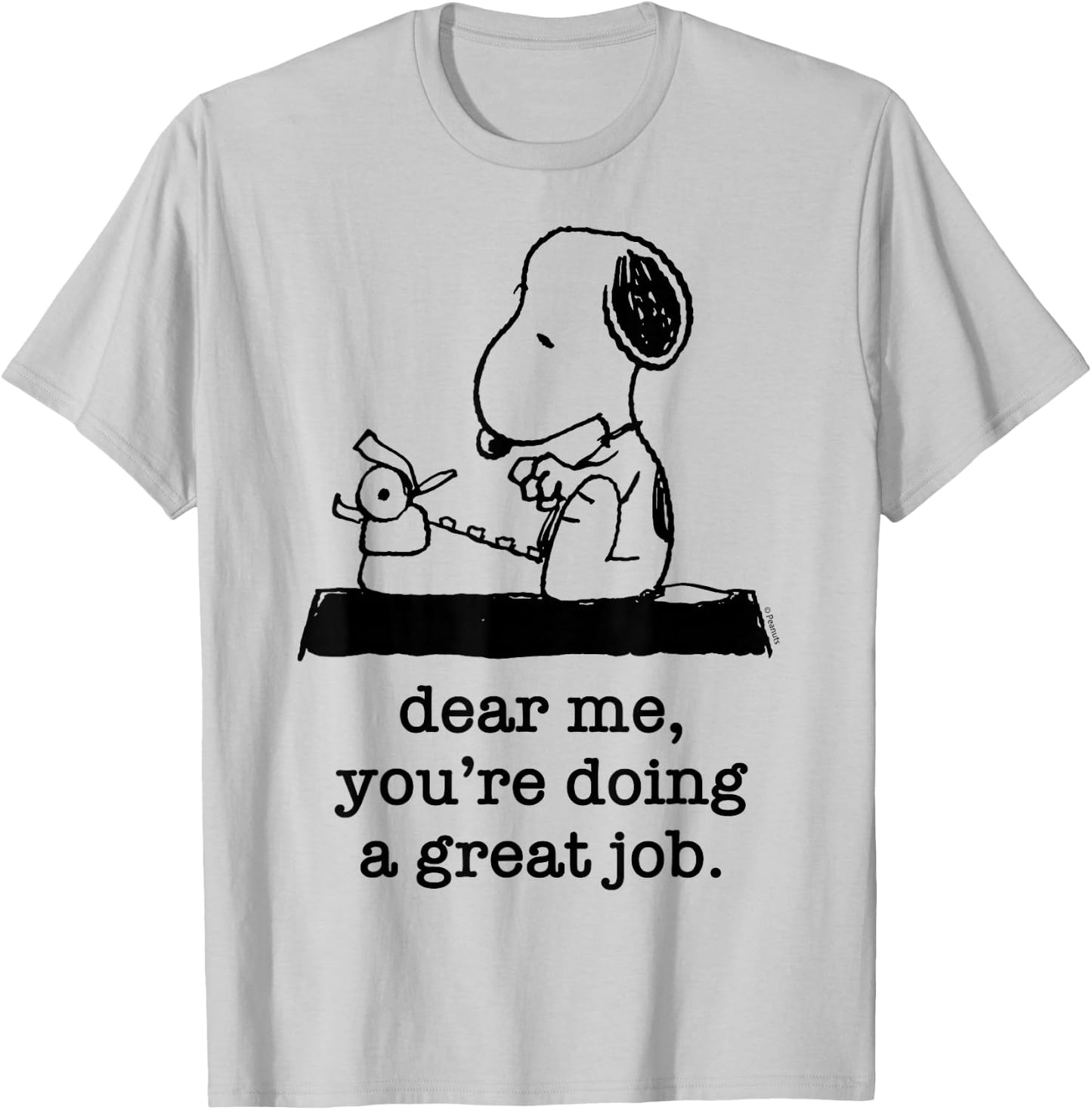 Peanuts - Snoopy Typewriter Dear Me You're Doing A Great Job T-Shirt - T-Shirt | Ash
