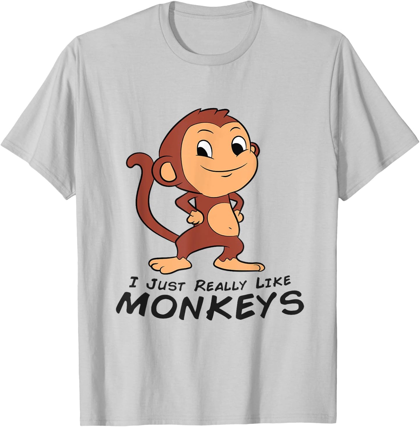 I Just Really Like Monkeys Cute Monkey T-Shirt - T-Shirt | Ash