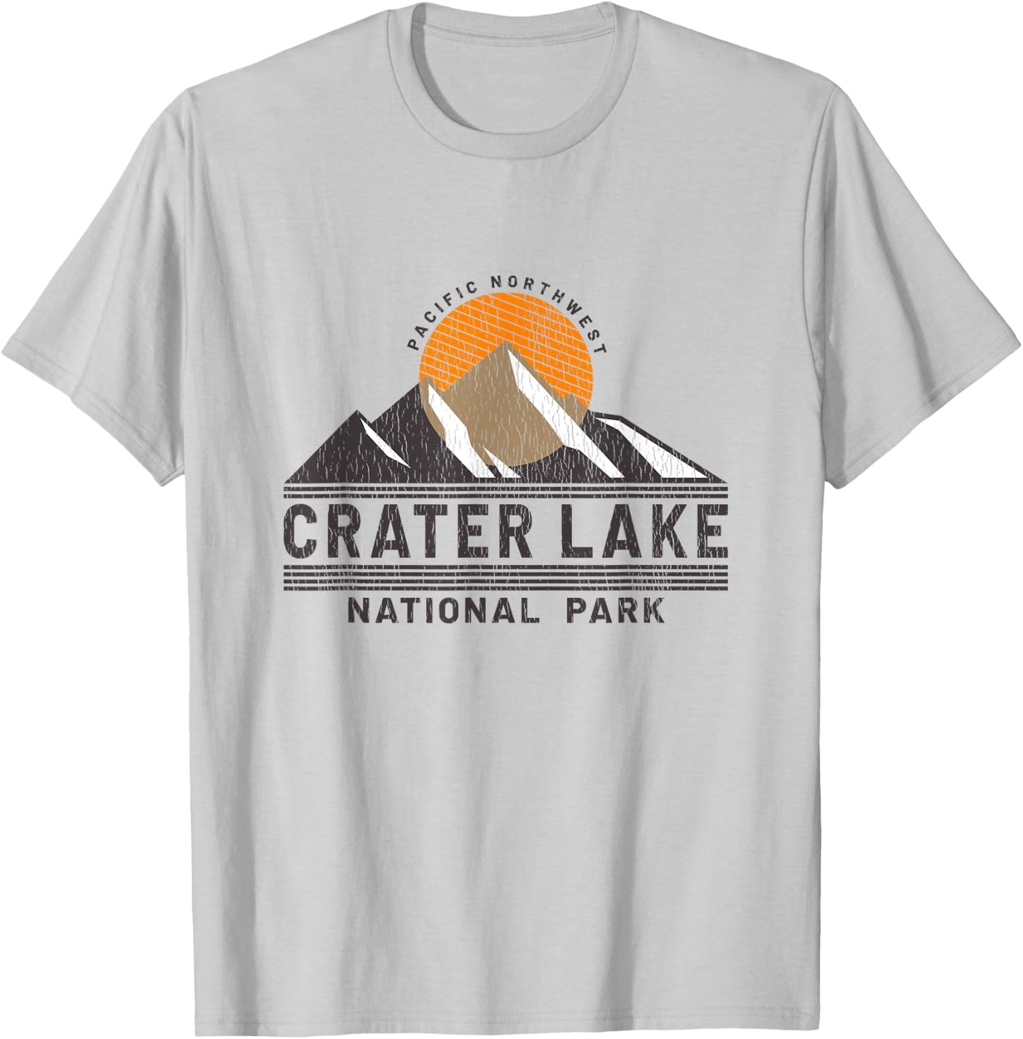 Retro Crater Lake National Park - Pacific Northwest Souvenir T-Shirt - T-Shirt | Ash