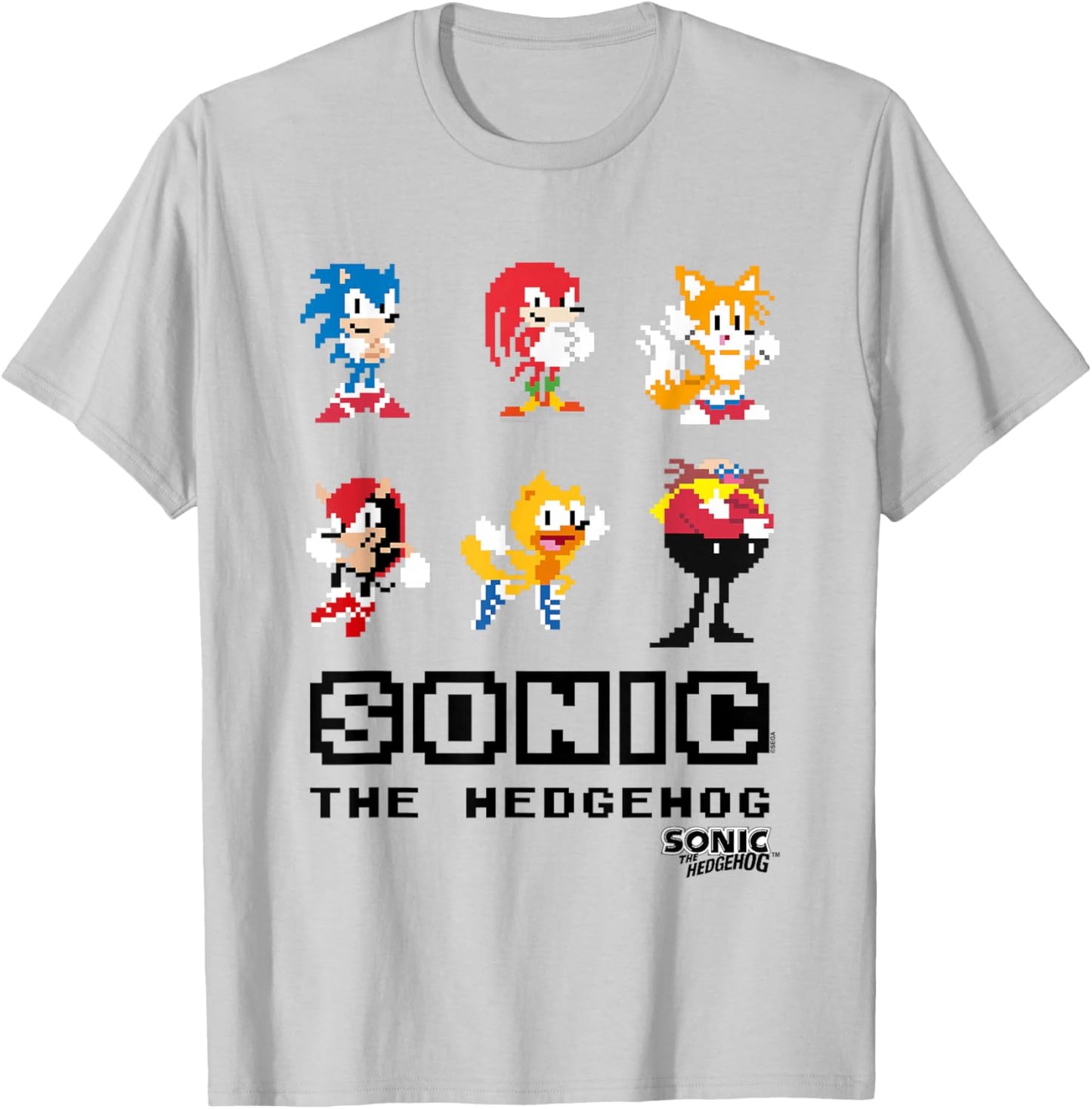 Sonic The Hedgehog Friends & Foes Pixel Art Group Shot T-Shirt - T-Shirt | Ash