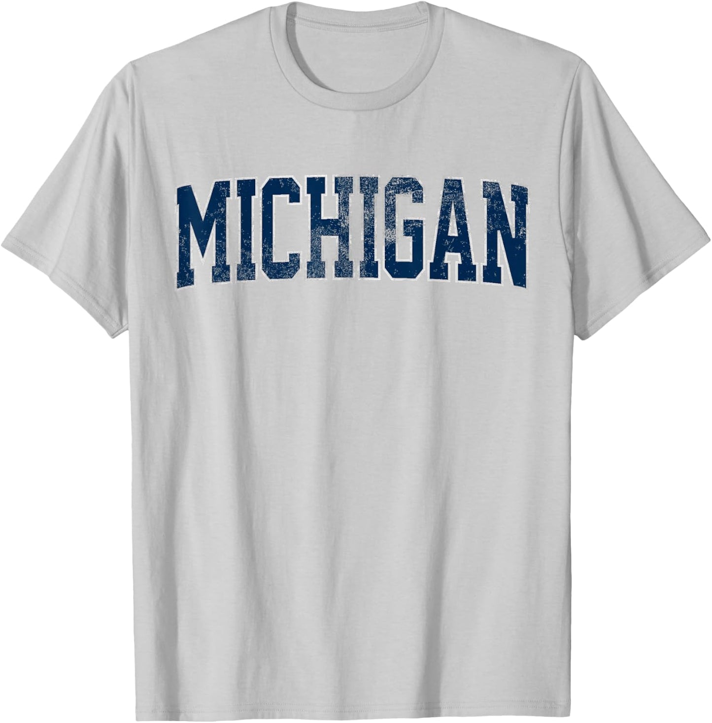 Vintage Michigan Look Maize Blue Men Retro Font Michigan T-Shirt - T-Shirt | Ash