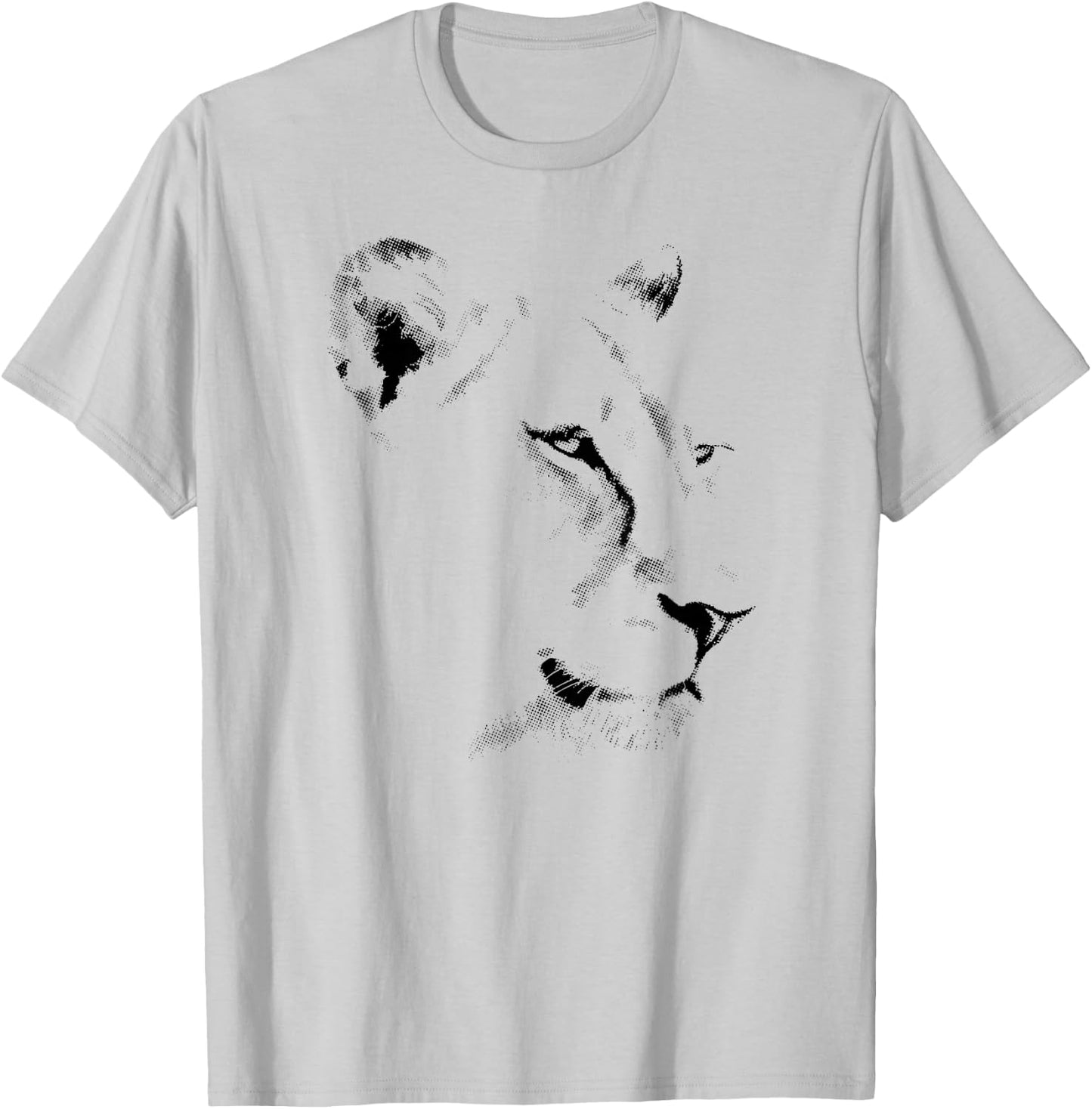 Lion Face in Minimalist Halftone Dots African Wildlife T-Shirt - T-Shirt | Ash