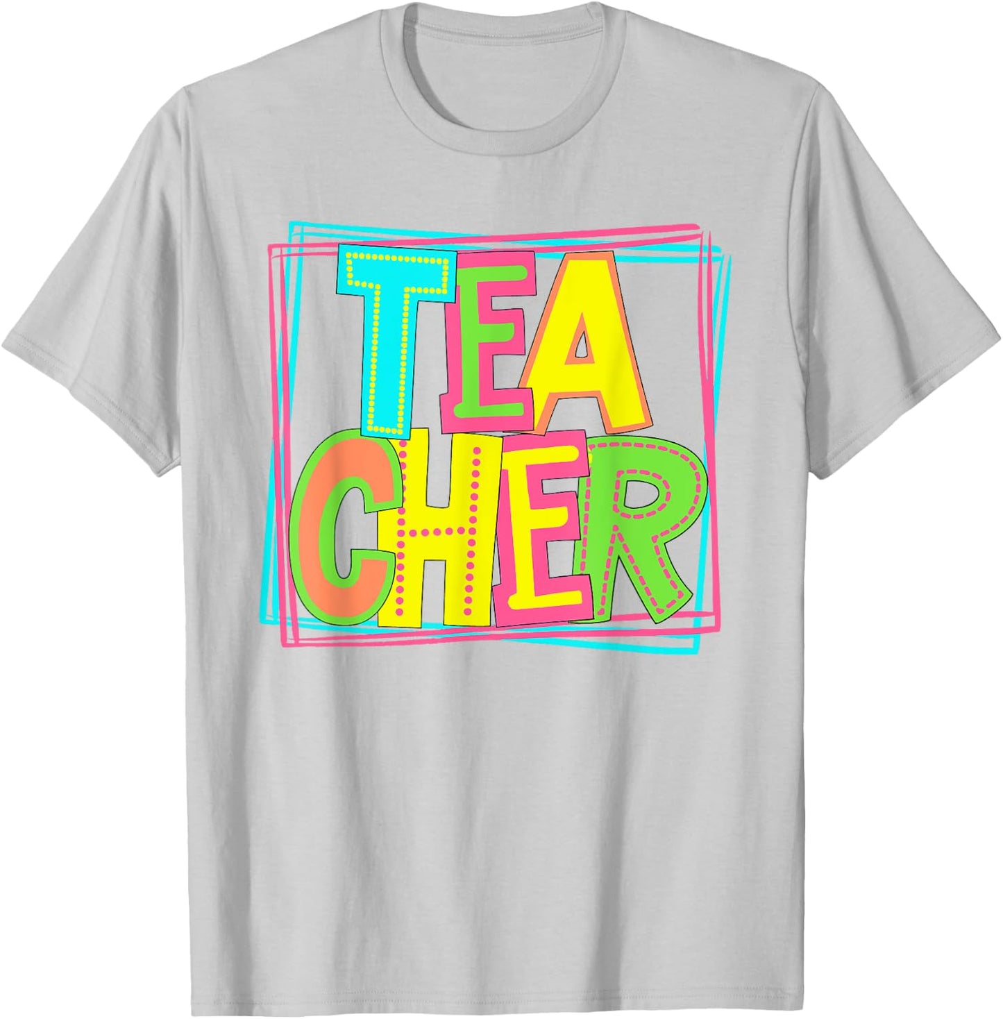 Neon Retro Teacher Cute Teacher Team New Teacher Back to Sch T-Shirt - T-Shirt | Ash