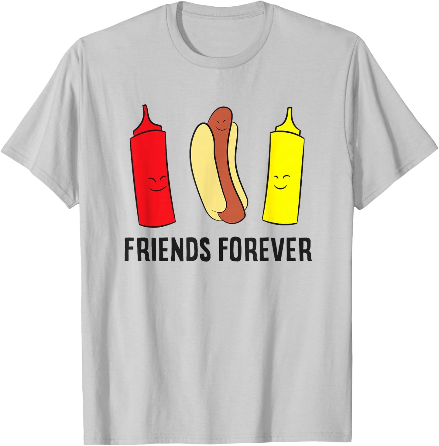 Hotdog Ketchup Mustard Friends Forever Funny Hot Dog T-Shirt - T-Shirt | Ash