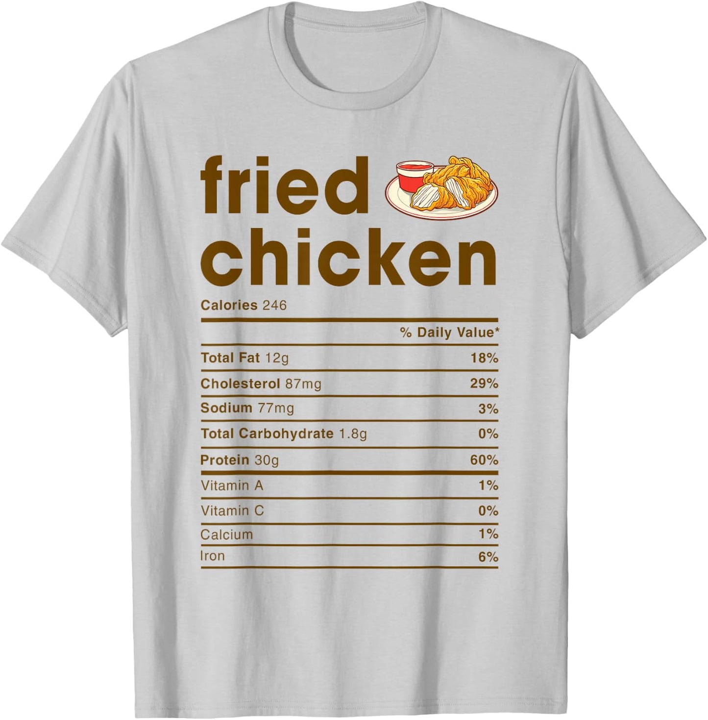 Food Nutrition Facts Shirts Co. Fried Chicken Nutrition Facts T-Shirt - T-Shirt | Ash