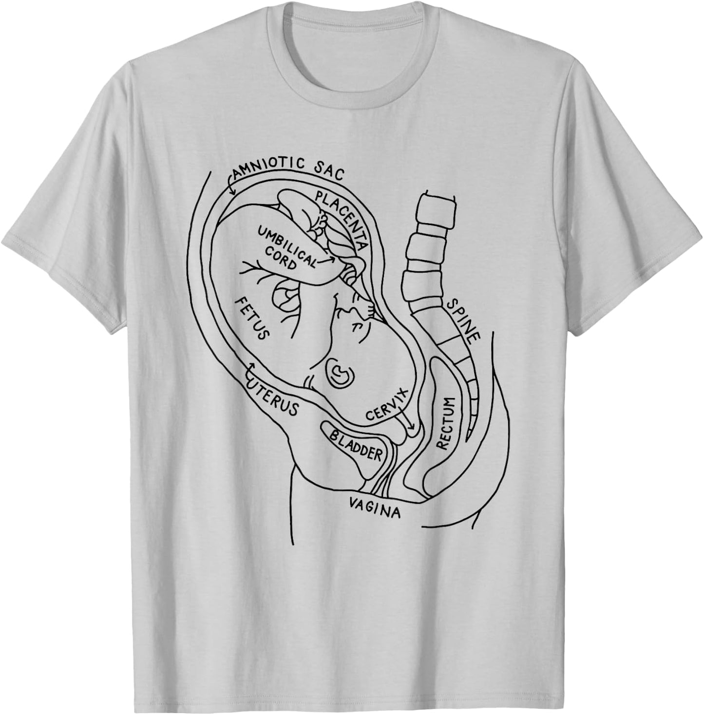 Pregnancy Anatomy Fetus In Utero Midwife OBGYN Nursing Stude T-Shirt - T-Shirt | Ash