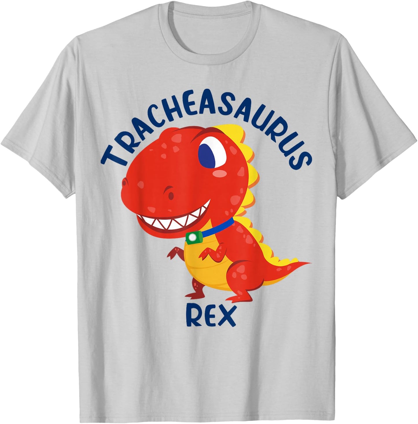 Tracheasaurus Rex Tracheostomy Awareness Dinosaur T-Shirt - T-Shirt | Ash
