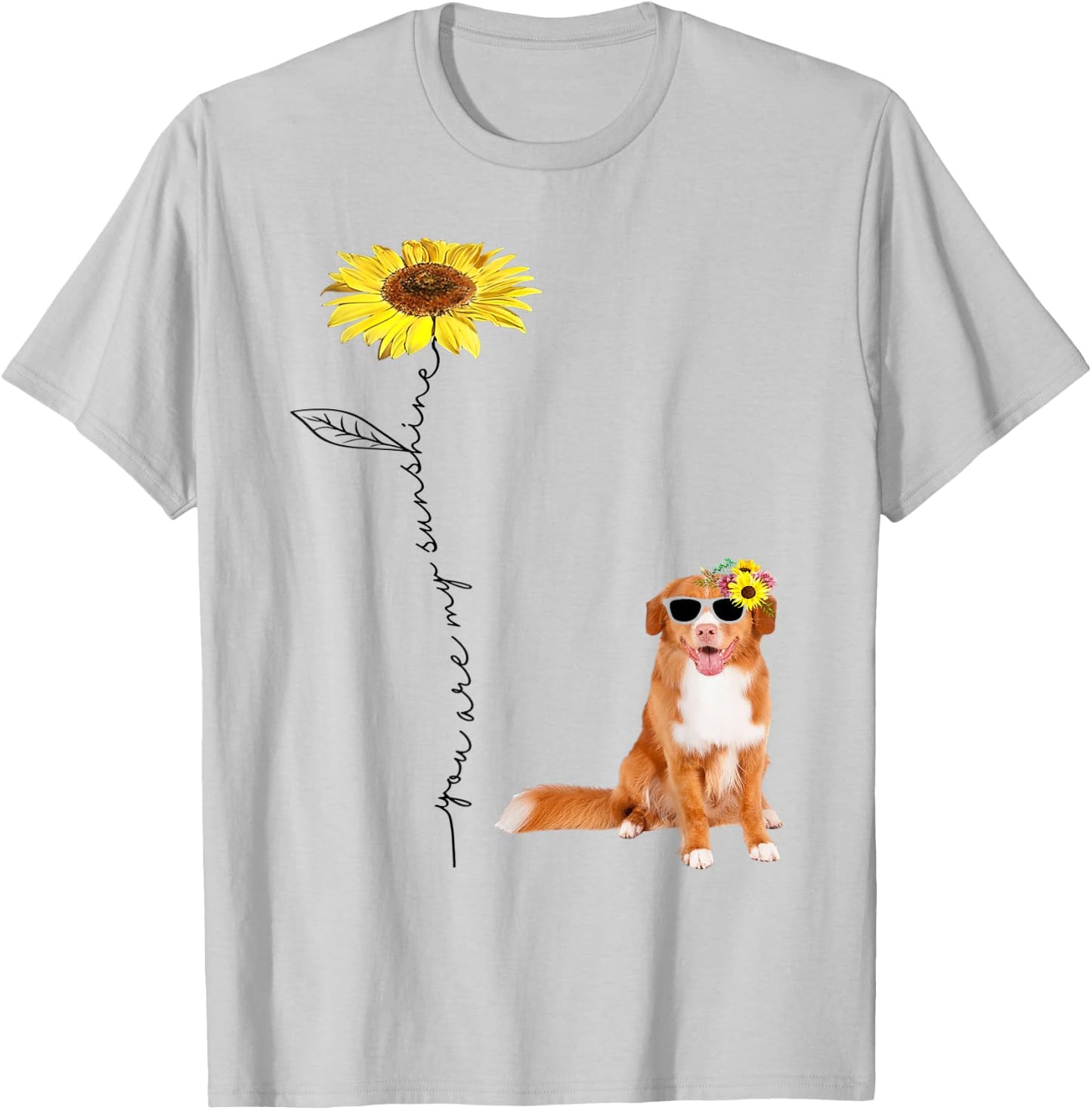 Sunflower and Nova Scotia Duck Tolling Retriever T-Shirt - T-Shirt | Ash
