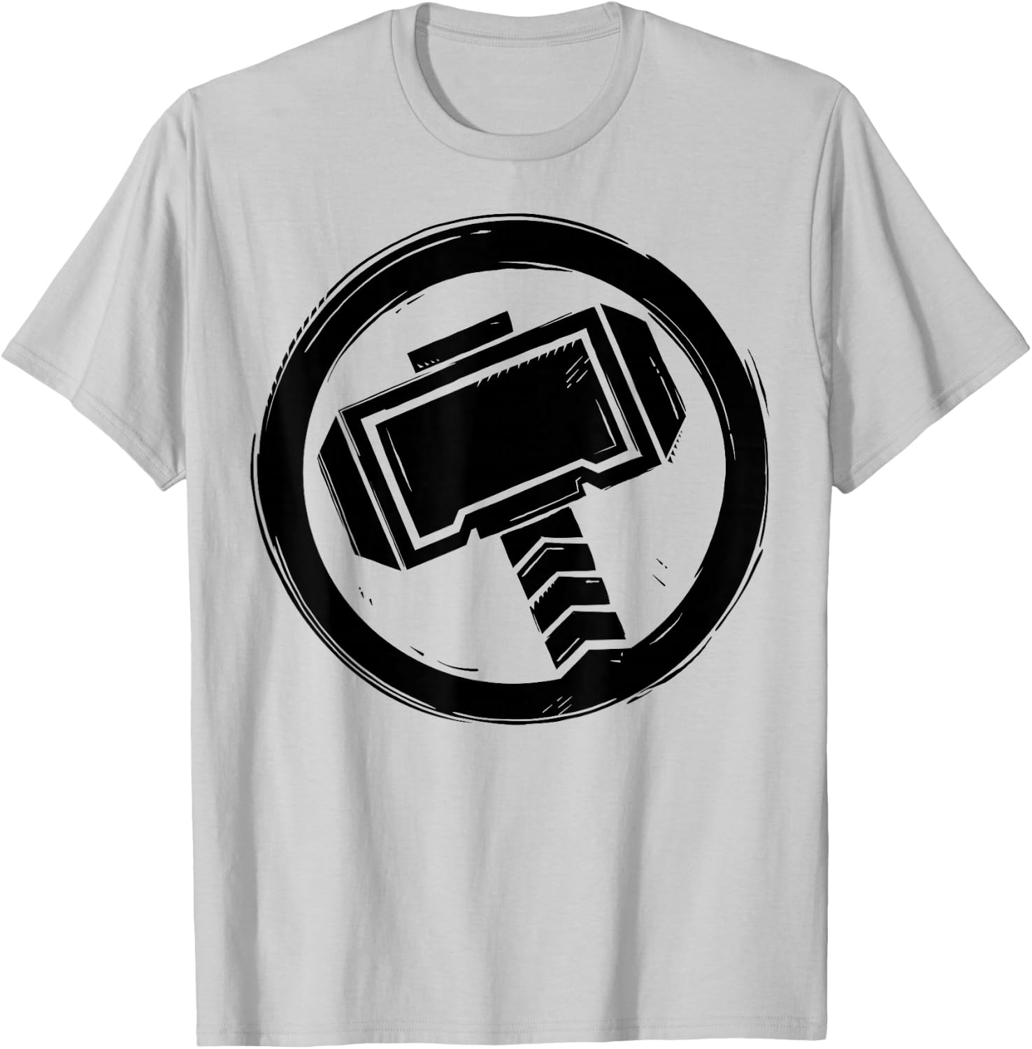 Marvel Thor Woodcut Hammer Logo T-Shirt - T-Shirt | Ash