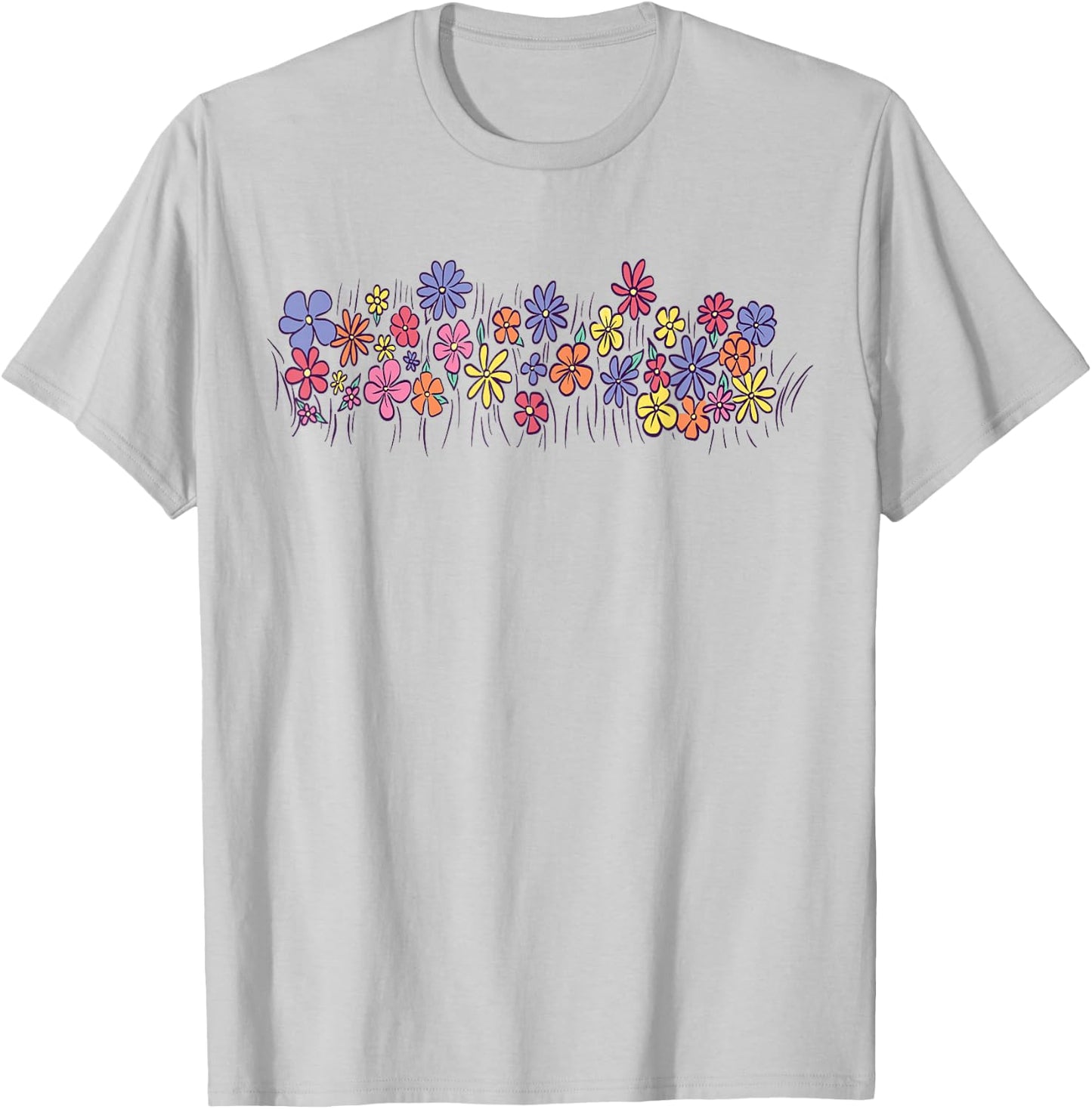 Colourful Flowers T-Shirt - T-Shirt | Ash