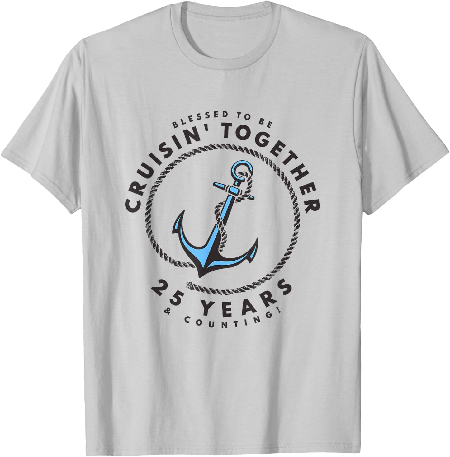 Couples Matching 25th Anniversary Cruise - Boat Anchor T-Shirt - T-Shirt | Ash