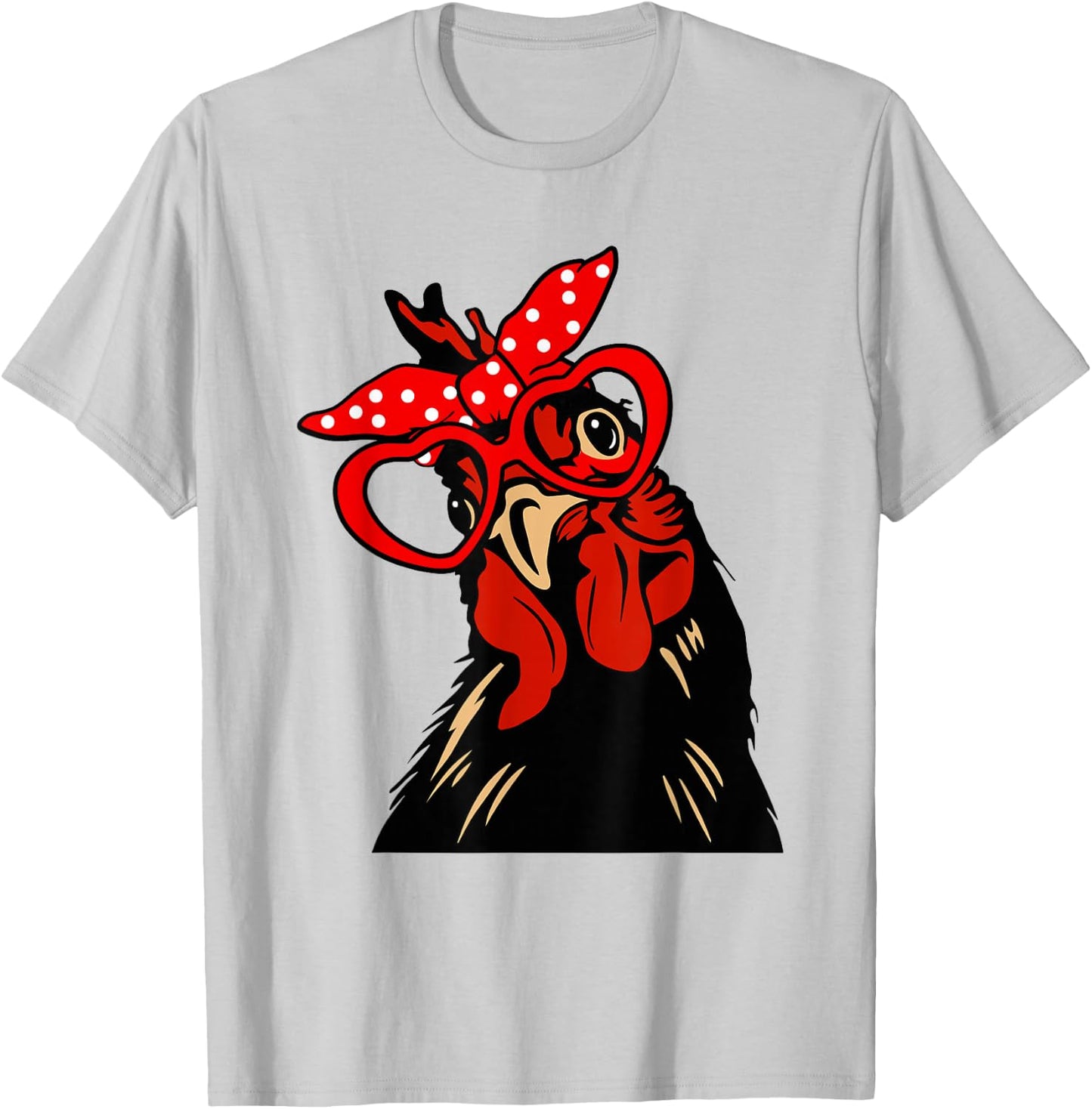 Chicken with bandana headband and glasses cute T-Shirt - T-Shirt | Ash