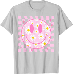 Happy Face Daisy Flower Shirt Preppy Aesthetic Smile Face T-Shirt - T-Shirt | Ash