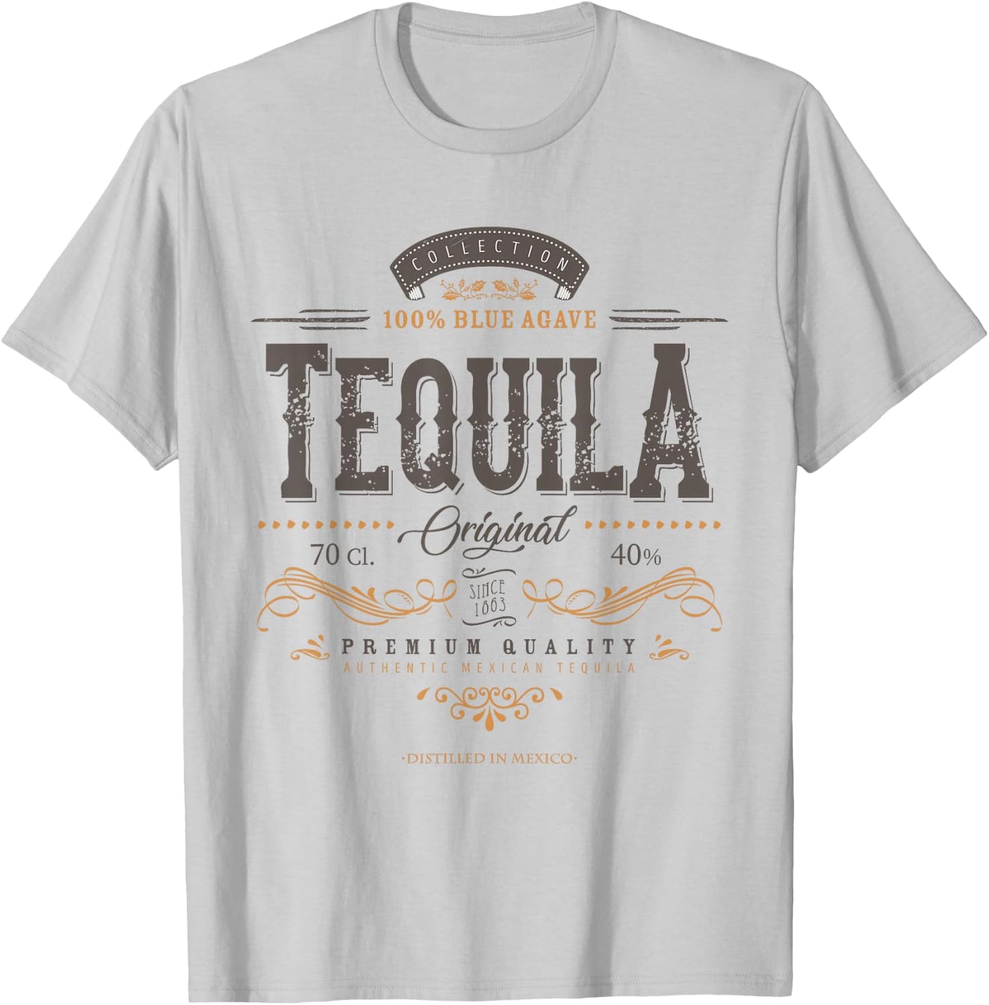 Mexican Tequila Cinco De Mayo Vintage Distressed Labell T-Shirt - T-Shirt | Ash