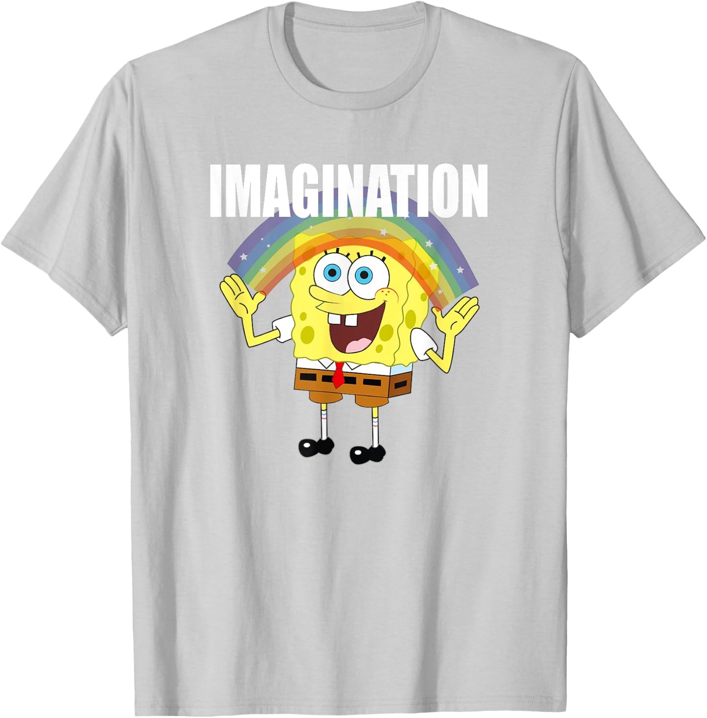 Mademark x SpongeBob SquarePants - SpongeBob - Rainbow with Imagination T-Shirt - T-Shirt | Ash