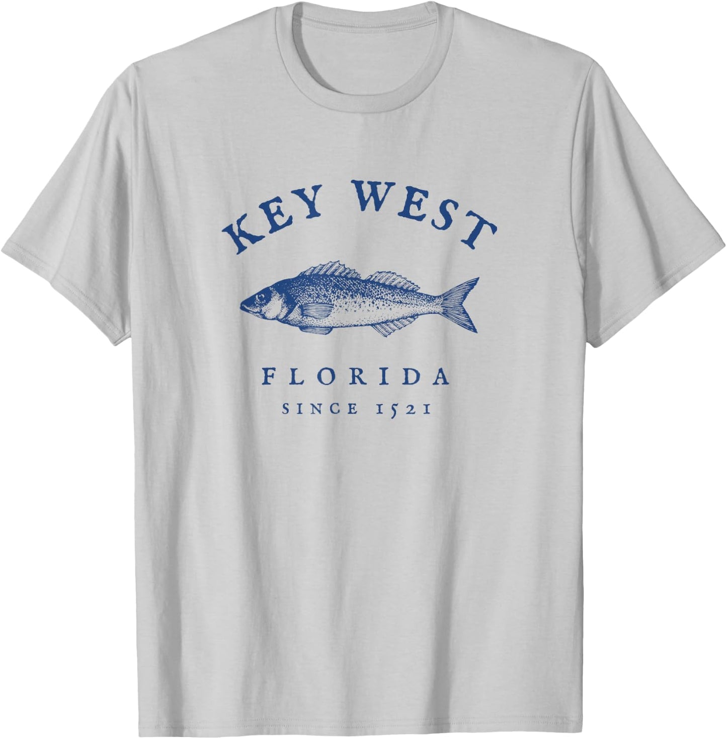 Key West Florida Vintage Fishing Small T-Shirt - T-Shirt | Ash