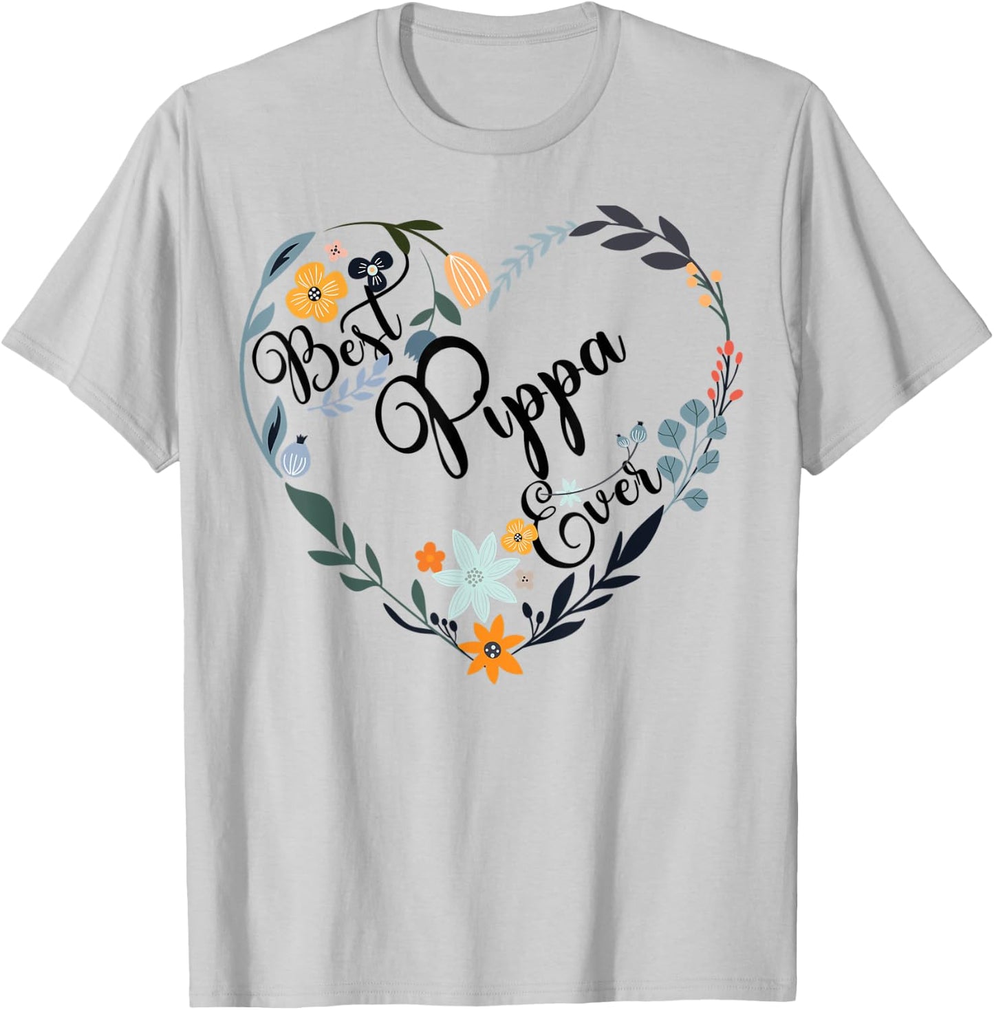Best Pippa Ever Heart Flower Blessed Grandma Mother's Day T-Shirt - T-Shirt | Ash