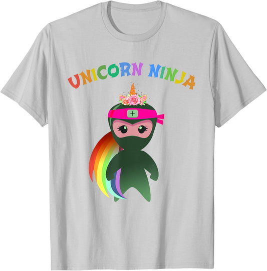 Funny Unicorn Ninja Disguise Spy Girls Kids Teachers Squad T-Shirt - T-Shirt | Ash