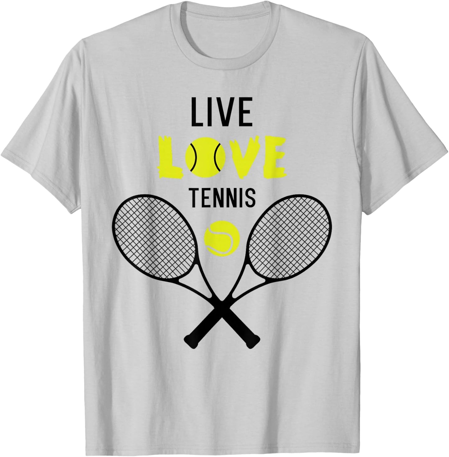 Live Love Tennis Funny Tennis Player Tennis Coach Gift T-Shirt - T-Shirt | Ash