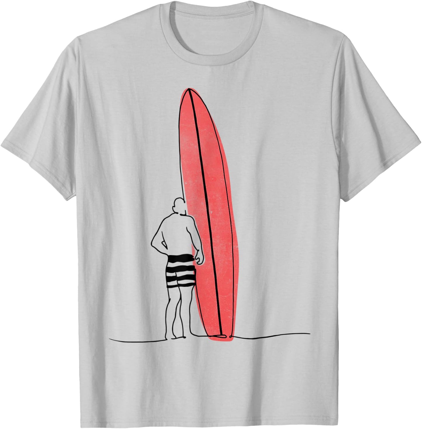 Vintage Minimalist 60s Pipeline Longboard Sunset Surf T-Shirt - T-Shirt | Ash