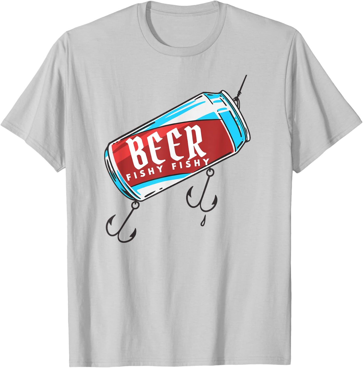 Humor Beer Fishy Fish Hook T-Shirt - T-Shirt | Ash