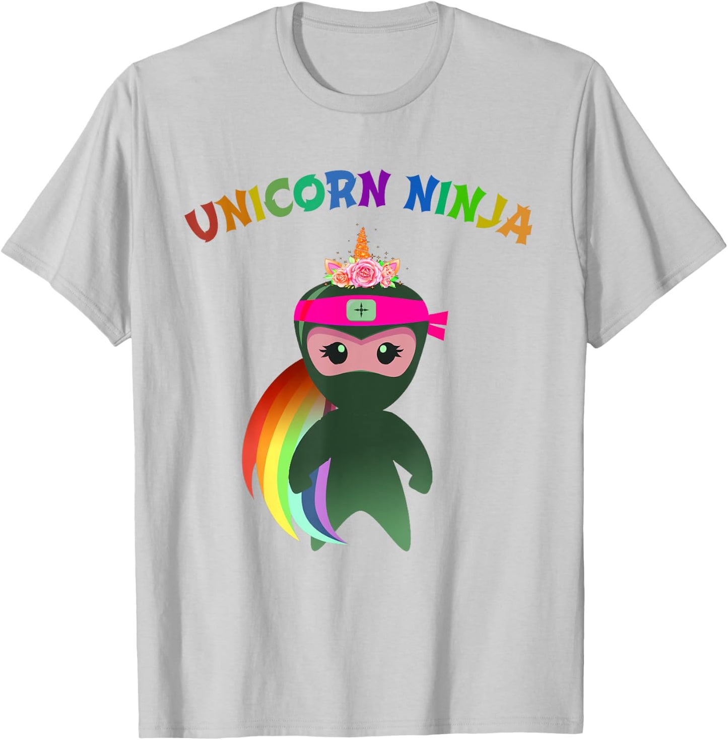 Pink UNICORN NINJA Fancy Dress Spy Girls Kids Mom Teachers T-Shirt - T-Shirt | Ash