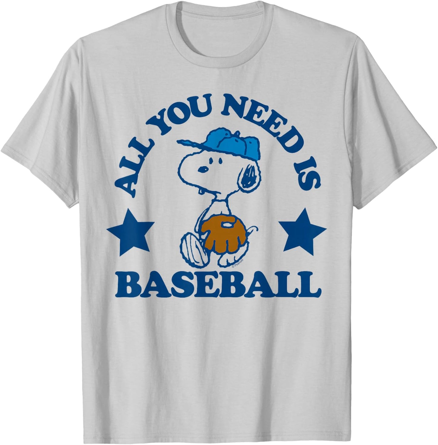 Peanuts - Snoopy All You Need Is Baseball T-Shirt - T-Shirt | Ash