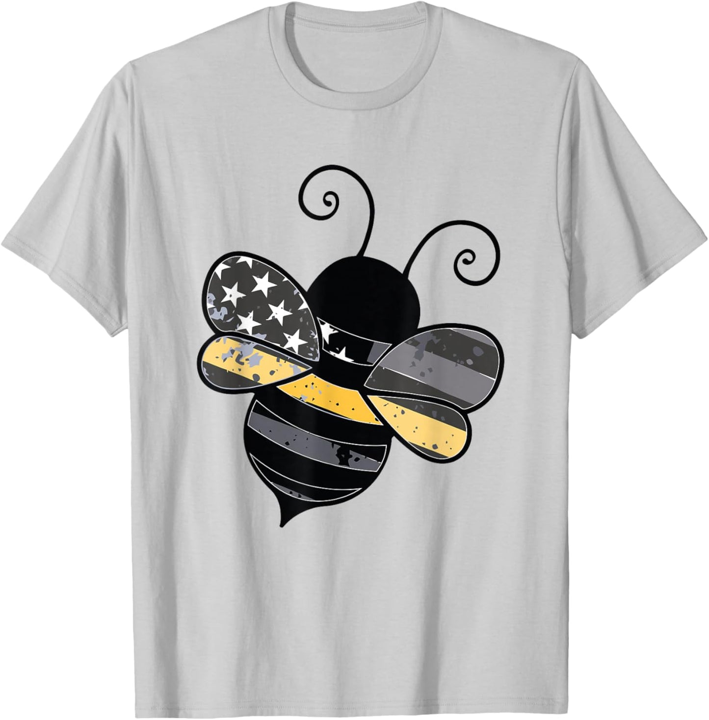 Proud Thin Gold Line Bumble Bee Patriotic 911 Dispatcher T-Shirt - T-Shirt | Ash