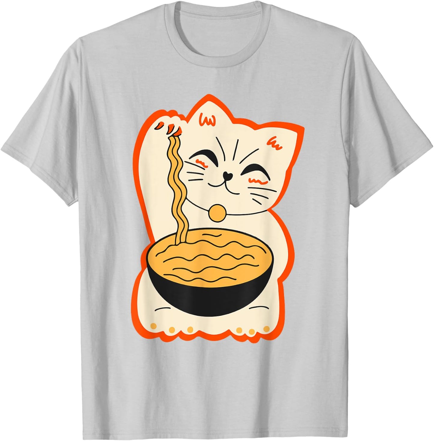 Cute Cat Ramen Teen Girl Women Funny Japanese Neko Kawaii T-Shirt - T-Shirt | Ash