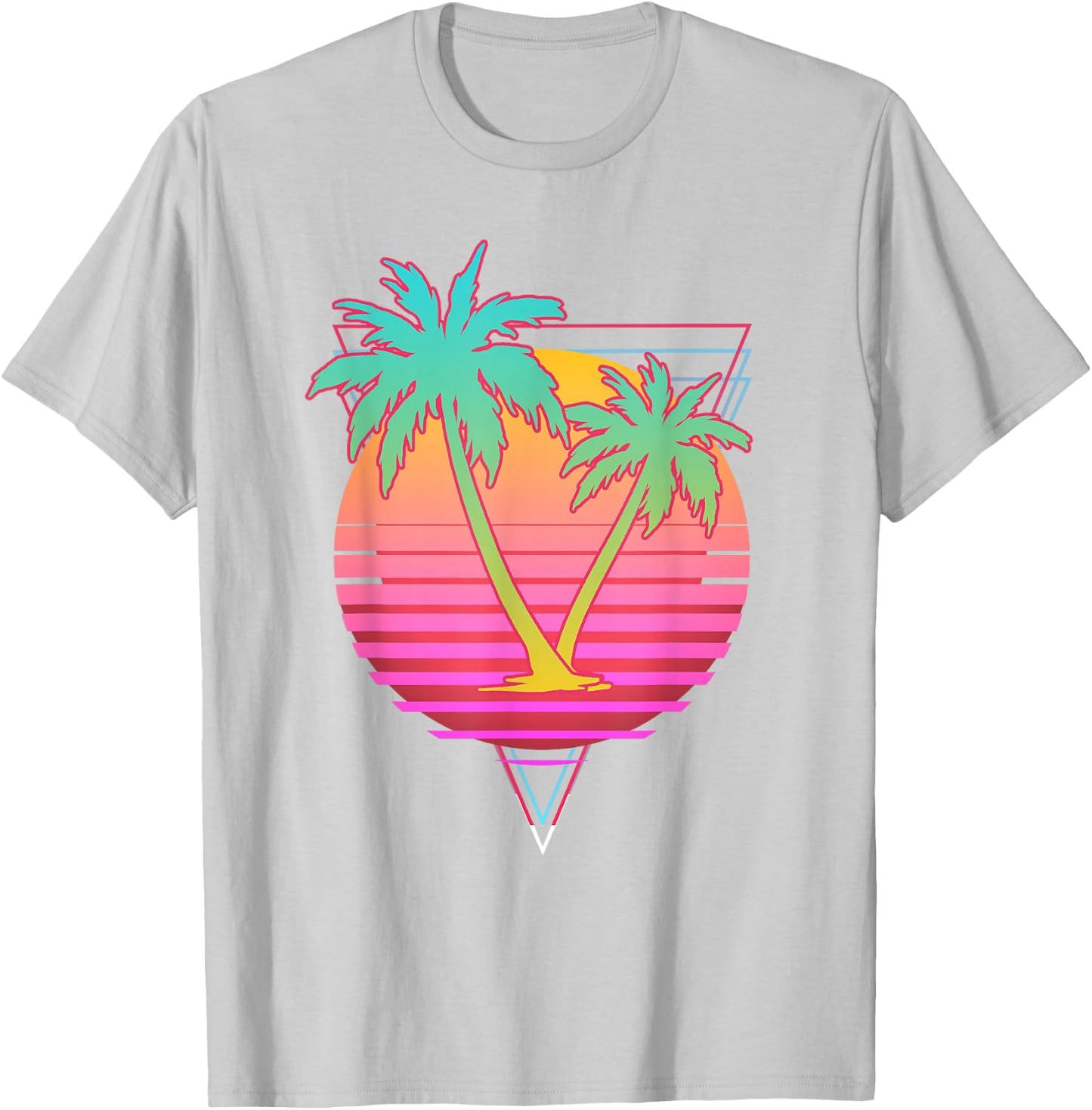 Retro Art 1980s Synthwave Sunset Vaporwave T-Shirt - T-Shirt | Ash