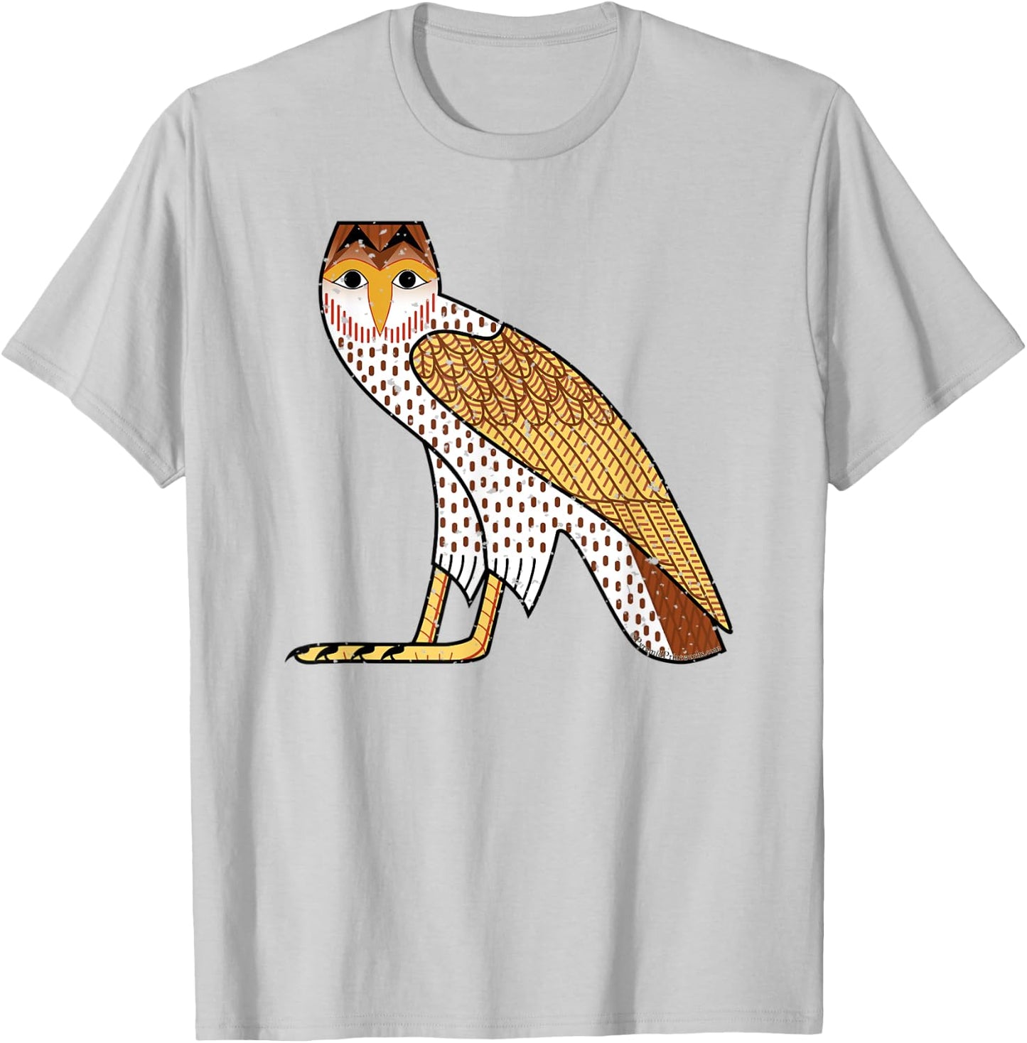 Ancient Egyptian Owl Wisdom Protection Hieroglyphic Letter M T-Shirt - T-Shirt | Ash