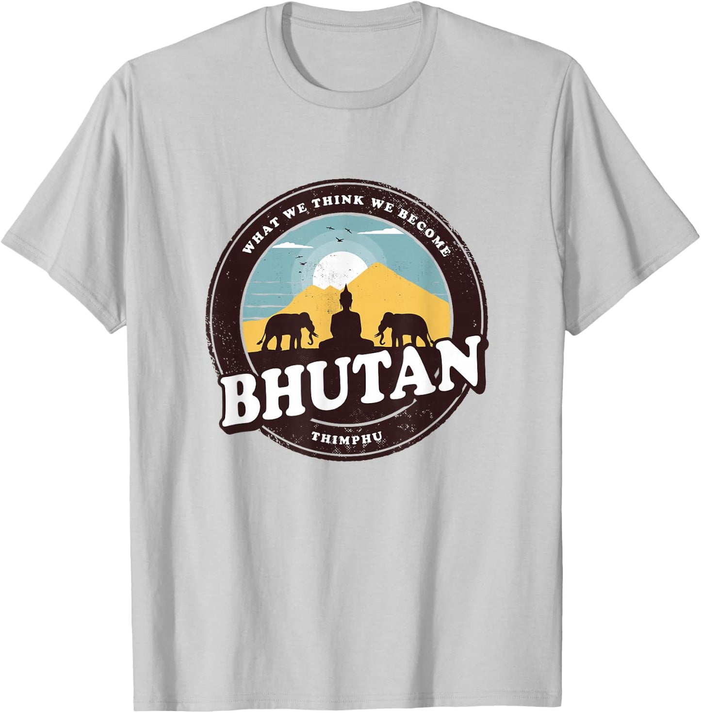 Bhutan Thimphu Vintage Elephant Buddha Figurine Gift T-Shirt - T-Shirt | Ash
