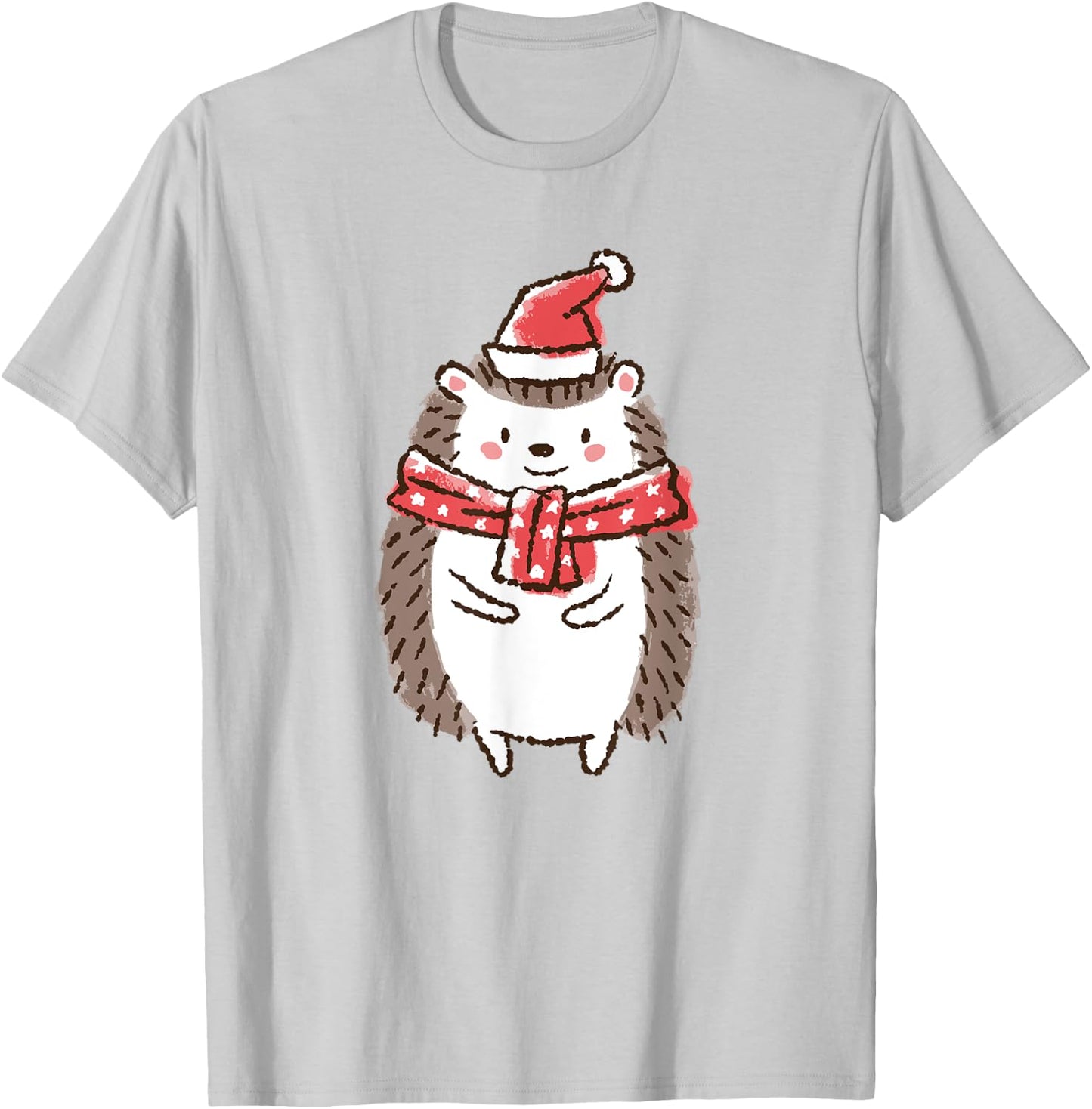 Cute Christmas Hedgehog Holiday T-Shirt - T-Shirt | Ash