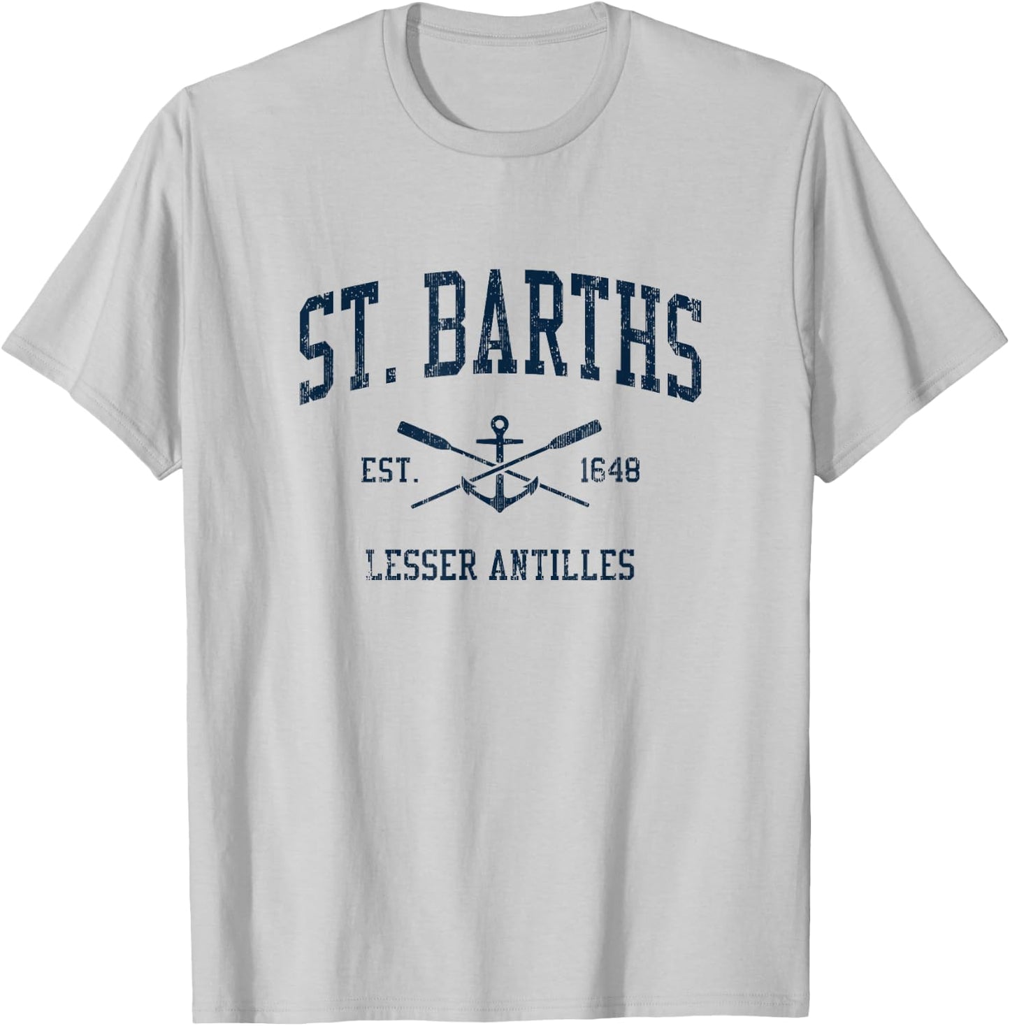 St. Barths Vintage Navy Crossed Oars & Boat Anchor T-Shirt - T-Shirt | Ash