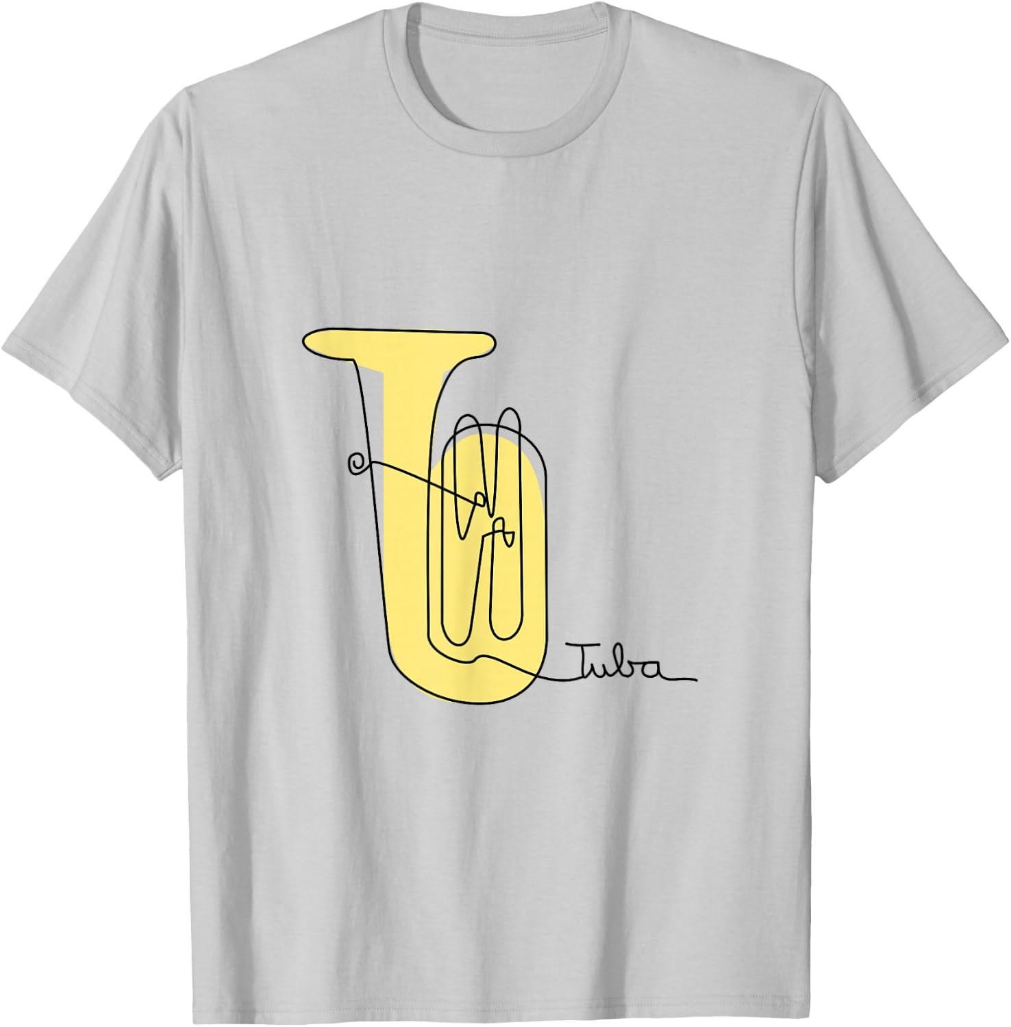 Tubist Brass Music Design One-Line Tuba T-Shirt - T-Shirt | Ash