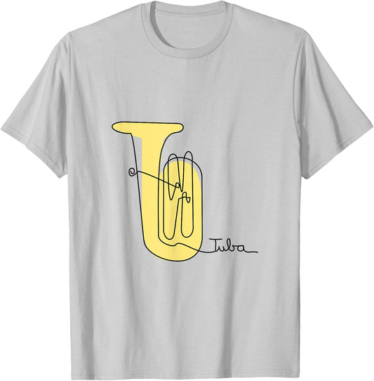 Tubist Brass Music Design One-Line Tuba T-Shirt - T-Shirt | Ash