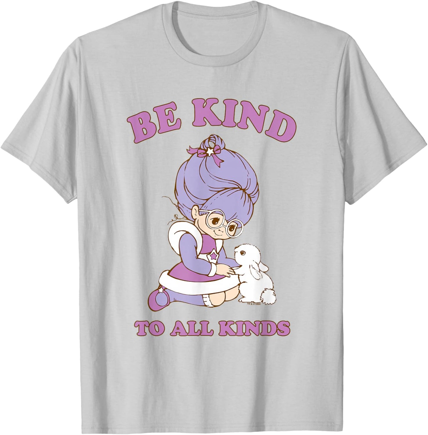 Rainbow Brite Be Kind to All Kinds Shy Violet & Bunny T-Shirt - T-Shirt | Ash