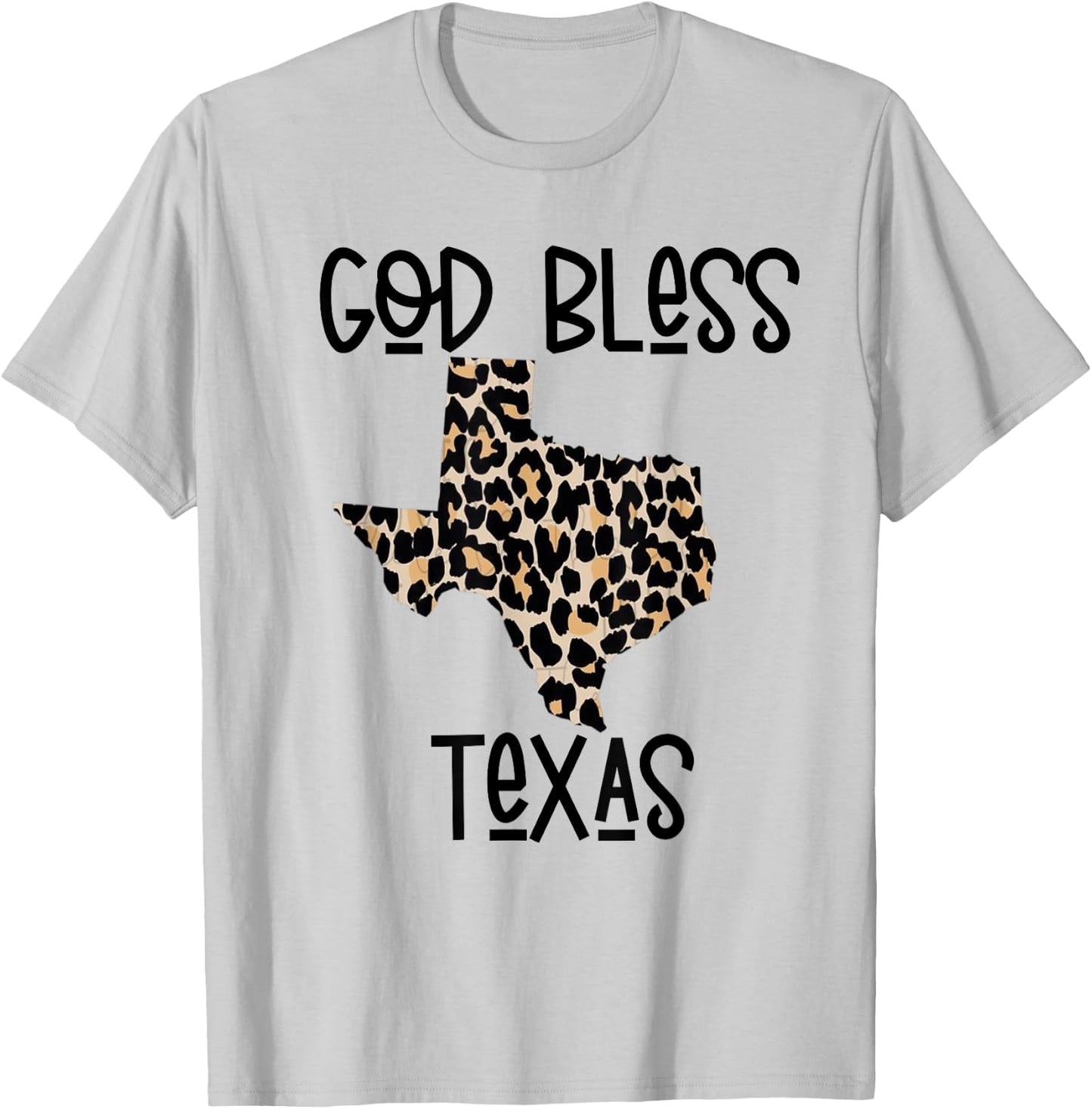 God Bless Texas Cheetah Leopard Print States T-Shirt - T-Shirt | Ash
