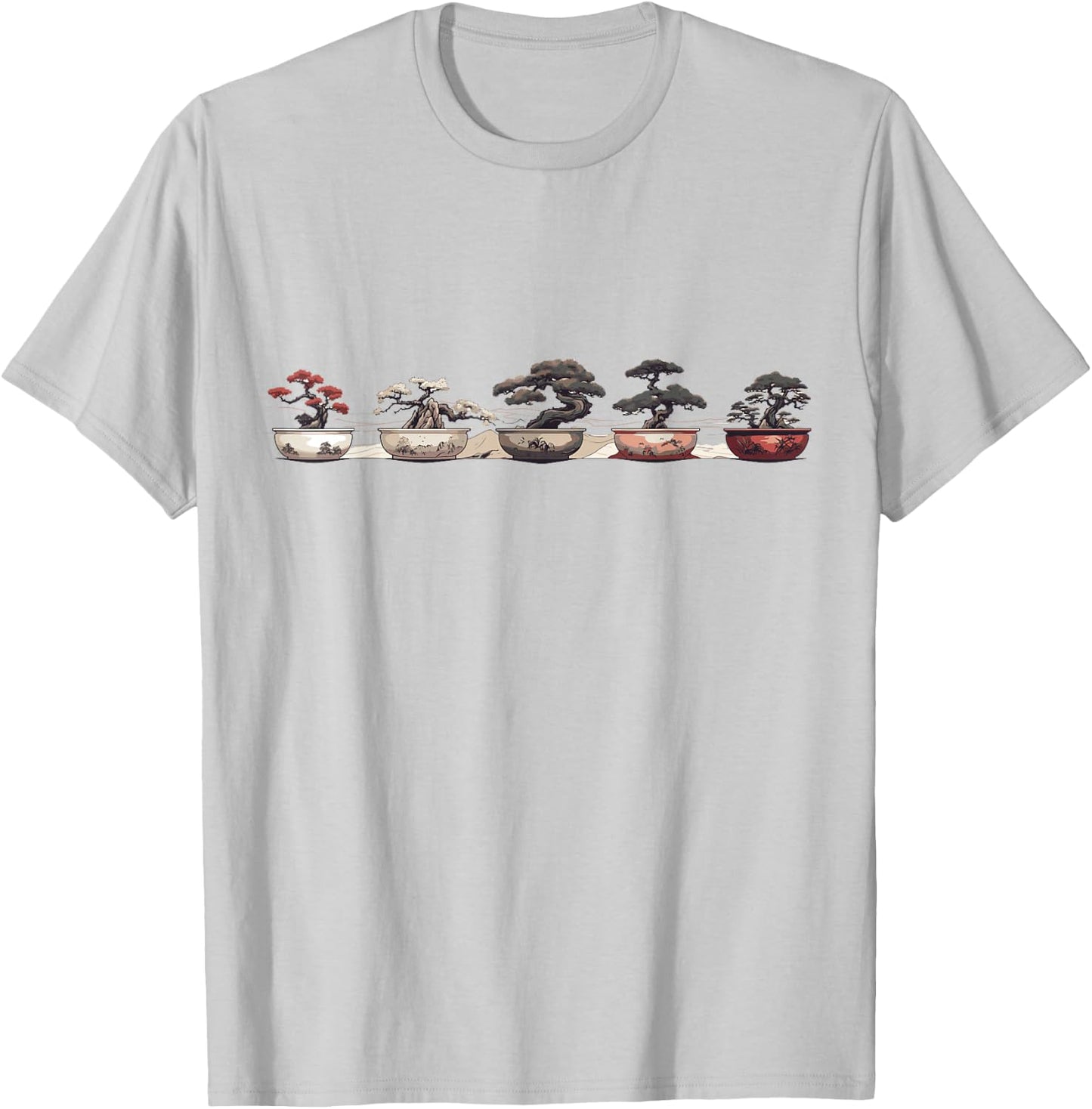 Bonsai Plants Bonsai Tree Accessories Shirts Bonsai Tree - Women's Casual Modern Nature Cartoon Bonsai Theme - White, Small T-Shirt - T-Shirt | Ash