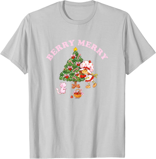 Strawberry Shortcake Christmas Berry Merry Decorating Tree T-Shirt - T-Shirt | Ash