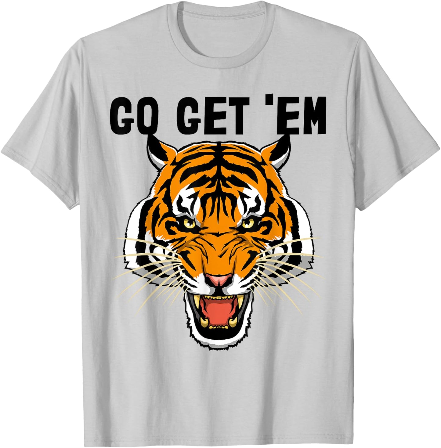 Go Get Em Shirt Roaring Tiger Men's Tiger Face T-Shirt - T-Shirt | Ash