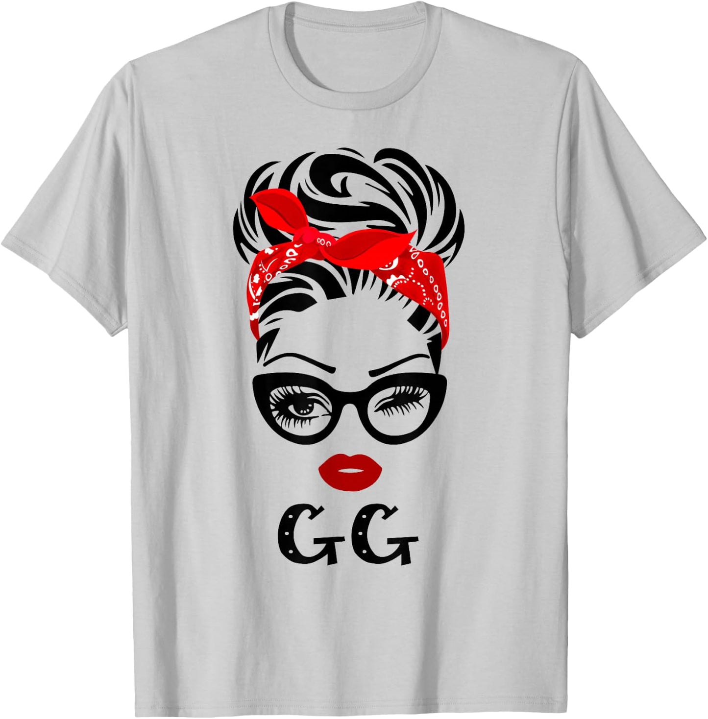 GG Wink Eye Woman Face Gift GG Grandma T-Shirt - T-Shirt | Ash