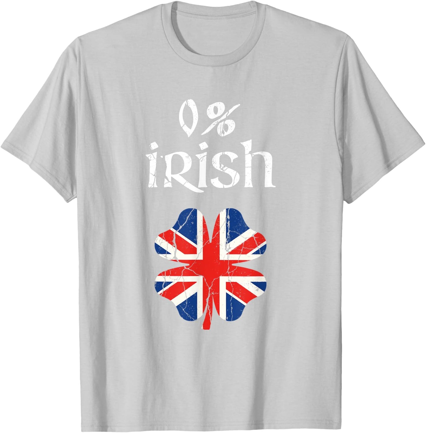 0 Percent Irish British Apparel, St Patricks Day Shamrock T-Shirt - T-Shirt | Ash