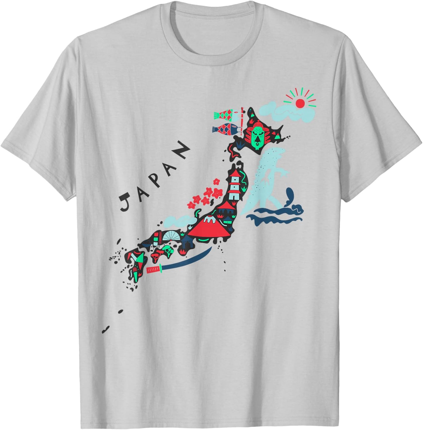 Travel Asia Japan Map Tokyo Japanese Vacation Souvenir T-Shirt - T-Shirt | Ash